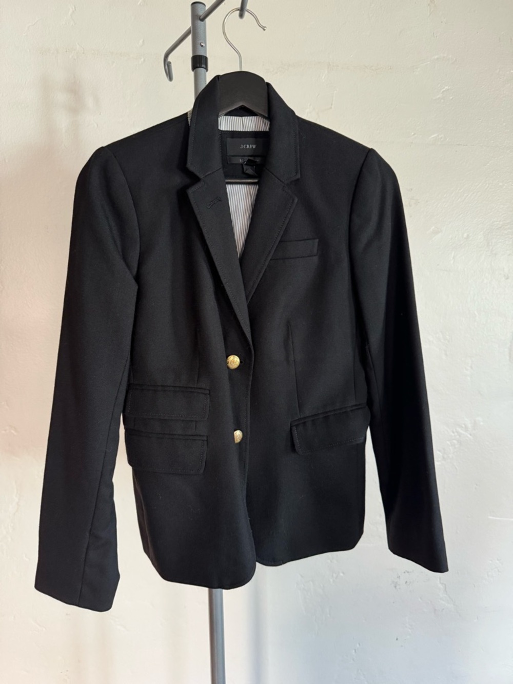 J. Crew Black Wool Schoolboy Blazer with Gold Buttons
